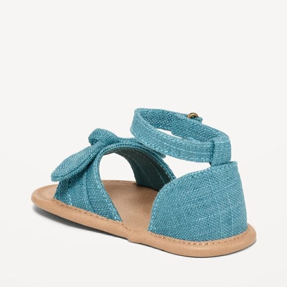 Old Navy New With Tag Size 0-3 Months Linen-Style Bow-Tie Sandals - Picture 2 of 10